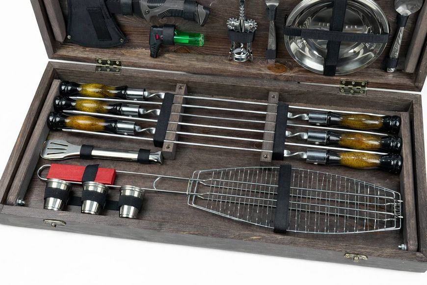 Набір шампурів у кейсі "Grill Master" подарунковий для шашлику та барбекю KS-7508 фото